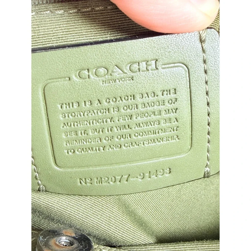 COACH Mini Lillie Carryall Crossgrain Leather Satchel Crossbody Dark Olive Green